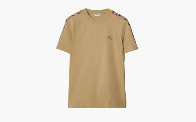 Одежда Burberry Check Trim Cotton T-shirt «Flax» korichnevye