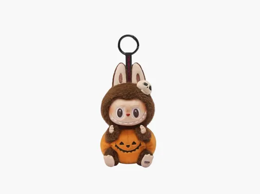 Аксессуары Pop Mart The Monsters Labubu Happy Halloween Party Series Sitting Pumpkin Pendant korichnevye