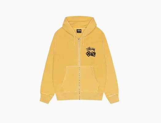 Одежда Stussy Dice Zip Hoodie Pigment Dyed «Yellow» zhyeltye