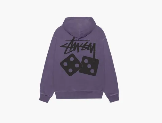 Одежда Stussy Dice Zip Hoodie Pigment Dyed «Grape» fioletovye