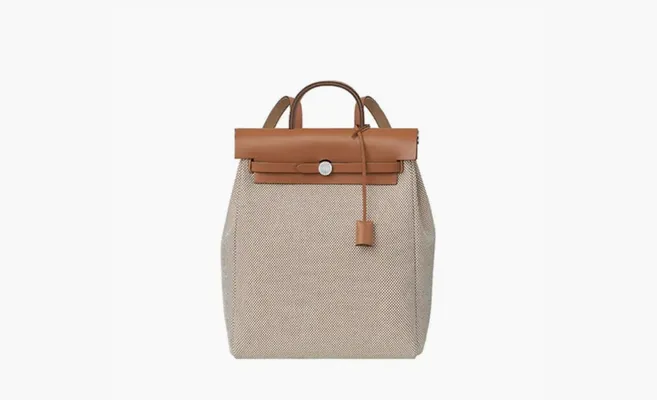 Сумки HERMES Herbag Zip Viking Canvas With Hunter Cow Leather Backpack «Gray» serye