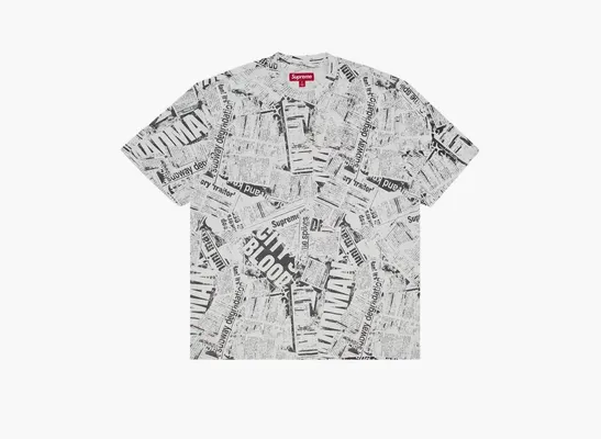 Одежда Supreme Newspaper Short-Sleeve Top «White» belye