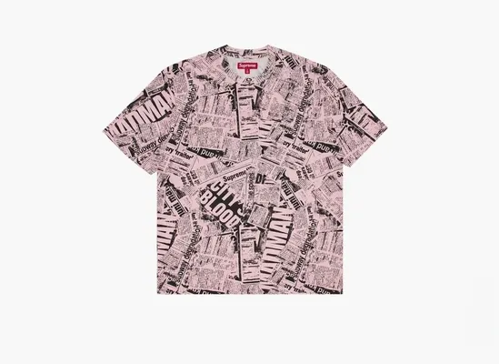 Одежда Supreme Newspaper Short-Sleeve Top «Pink» rozovye