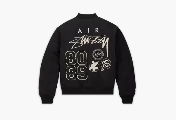  Stussy x Nike Reversible Varsity Jacket «Black/Sail» chyernye