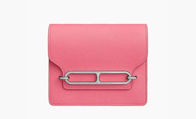 Сумки Hermes Roulis Calfskin Pig Nose Card Holder Fanny Pack Coin Purse «Pink» rozovye