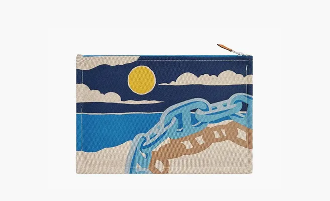 Сумки  Hermès Mainland Cotton Canvas Bag Clutches «Sky Blue» sinie
