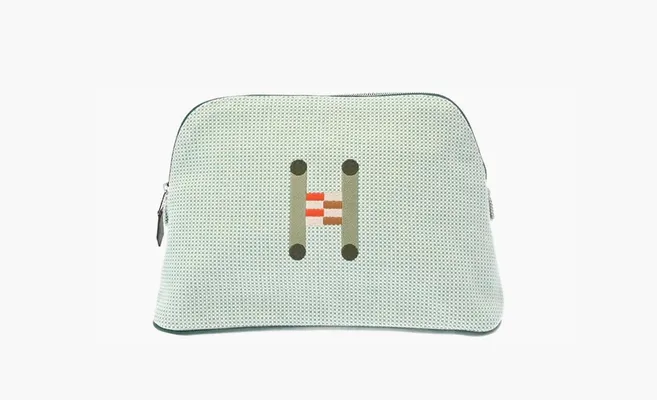 Сумки  Hermès Bolide Pouch MM Crazy H «Cloud White & Mint Green» zelyenye