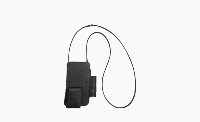 Сумки Hermes Epsom Swift With Box Calfskin Cell Phone Pouch «Black» chyernye
