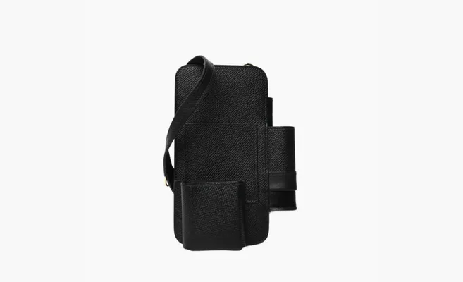 Сумки Hermes Epsom Swift With Box Calfskin Cell Phone Pouch «Black» chyernye