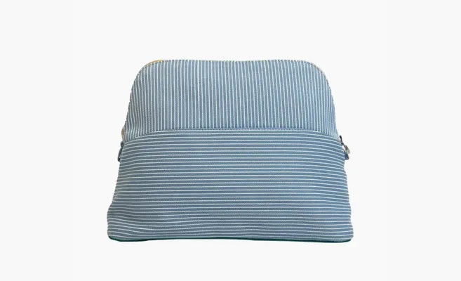 Сумки  Hermès Bolide Cotton And Polyurethane Handheld Makeup Bag «Blue» sinie