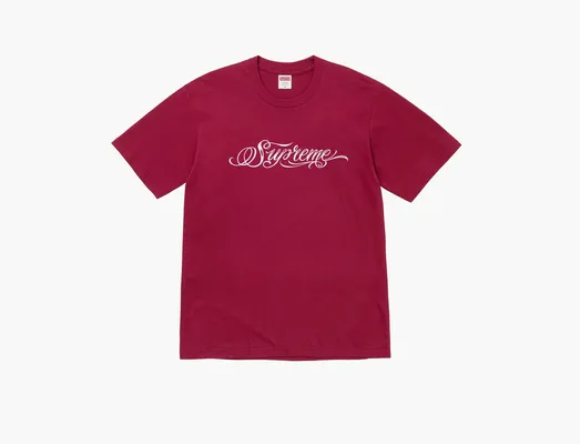Одежда  Supreme Script Tee «Cardinal» bordovye