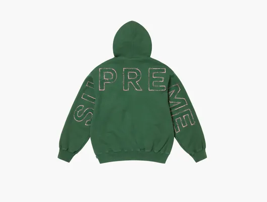 Одежда Supreme Frayed Hooded Sweatshirt «Pine» zelyenye