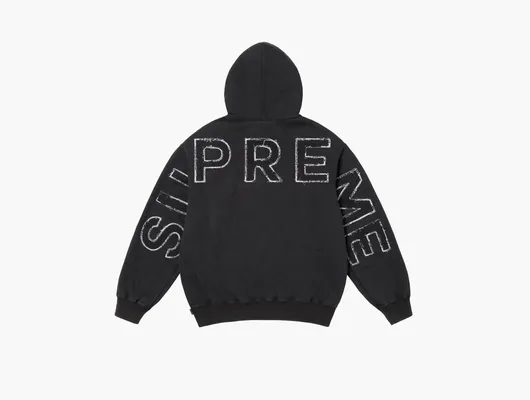 Одежда Supreme Frayed Hooded Sweatshirt «Black» chyernye