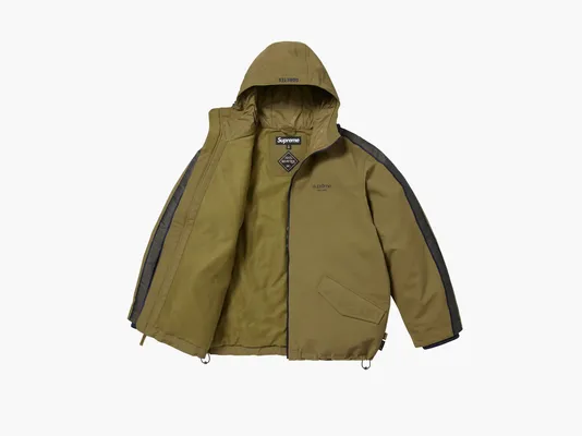  Supreme GORE-TEX Stripe Hooded Jacket «Olive» zelyenye