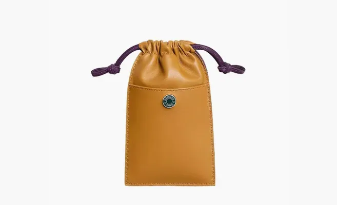 Сумки  Hermès Pilo Milo Lambskin With Swift Calfskin Cell Phone Pouch «Sesame & Violet» zhyeltye