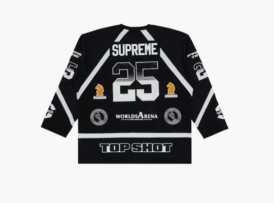 Одежда Supreme Rhinestone Hockey Jersey «Black» chyernye
