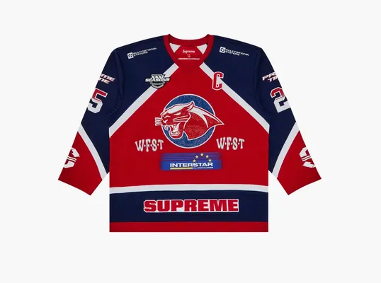 Одежда Supreme Rhinestone Hockey Jersey «Red» krasnye 