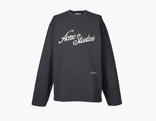Одежда Acne Studios Relaxed Fit Logo T-Shirt «Faded Grey» serye