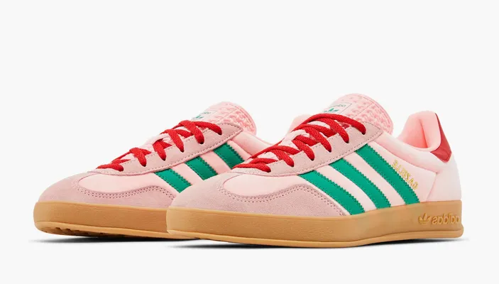 Кроссовки Adidas Gazelle Indoor WMNS «Glow Pink Court Green» rozovye