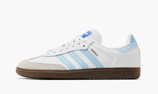 Кроссовки Adidas Samba OG «White Sky Blue» belye