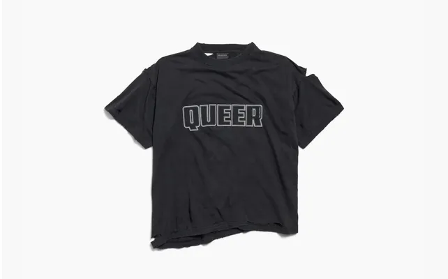 Одежда Balenciaga Queer Typo Boxy T-Shirt «Black» chyernye