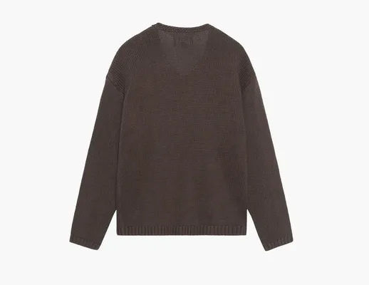 Одежда Stussy Embroidered V Neck Logo Sweater «Brown» korichnevye