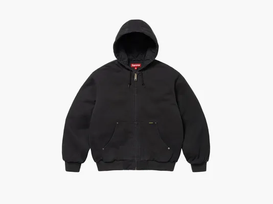 Одежда Supreme AOI Embroidered Hooded Work Jacket «Black» chyernye
