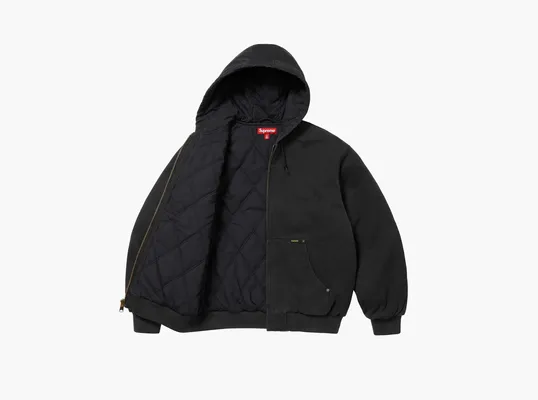 Одежда Supreme AOI Embroidered Hooded Work Jacket «Black» chyernye