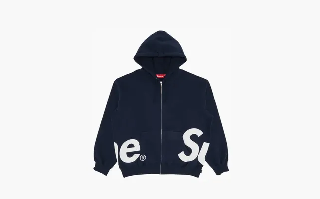 Одежда Supreme Big Logo Zip Up Hooded Sweatshirt «Navy» sinie