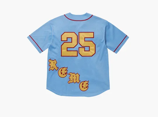 Одежда Supreme Old English Baseball Jersey «Light Blue» golubye