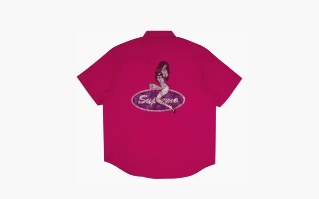 Одежда Supreme Rhinestone Pin Up Short-Sleeve Work Shirt «Fuchsia» rozovye