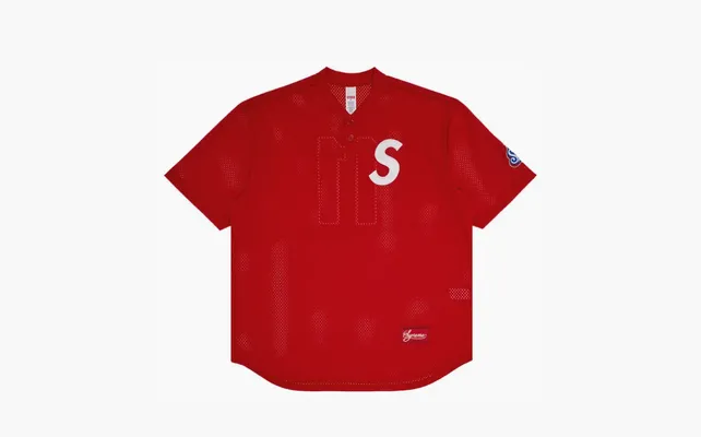 Одежда Supreme S Logo Baseball Henley «Red» krasnye 