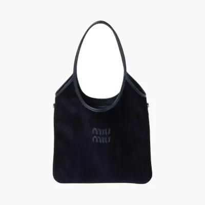 Сумки Miu Miu Ivy corduroy shopping bag «Navy» синий