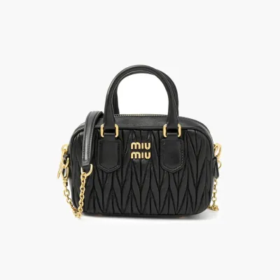 Сумки Miu Miu Matelasse nappa with top handle «Black» черный