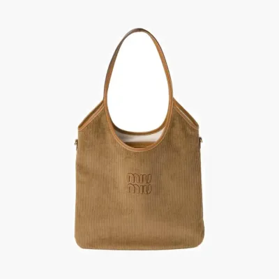 Сумки Miu Miu Ivy corduroy shopping bag «Cinnamon» коричневый