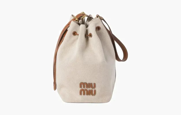 Сумки Miu Miu Canvas and leather bucket bag «Beige/Brandy» бежевый