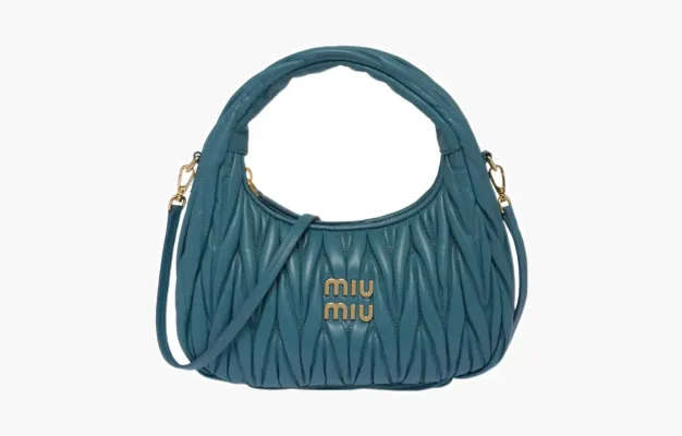 Сумки Miu Miu Wander Materasse Nappa Leather Mini Hobo Tote Bag «Blue» lightBlue