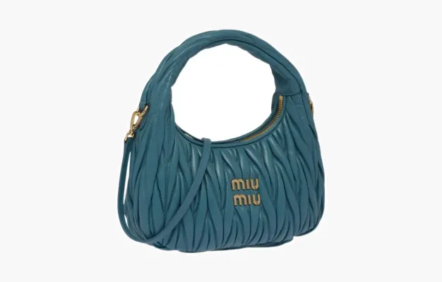 Сумки Miu Miu Wander Materasse Nappa Leather Mini Hobo Tote Bag «Blue» lightBlue