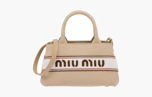 Сумки Miu Miu Shoulder Bag Canvas «Beige White» бежевый