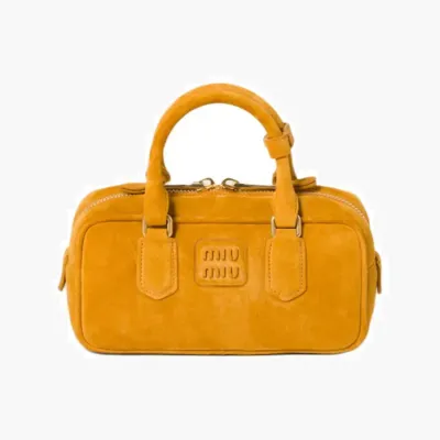 Сумки Miu Miu Arcadie padded suede top-handle bag «Whiskey» желтый