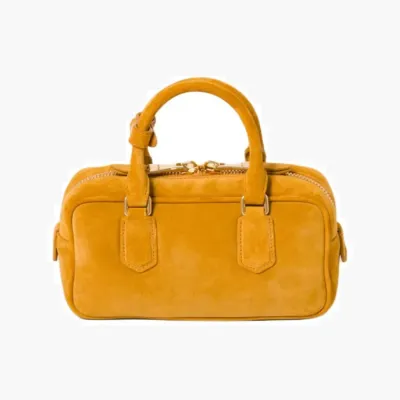 Сумки Miu Miu Arcadie padded suede top-handle bag «Whiskey» желтый