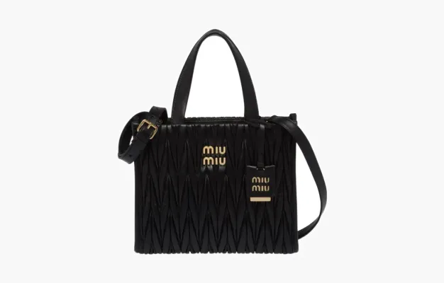 Сумки Miu Miu Materasse Quilted Nappa Leather Tote Bag «Black» черный