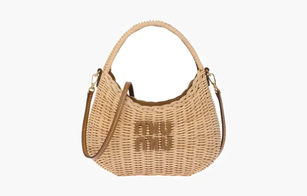 Сумки Miu Miu Wander Wicker Hobo Bag «Tan-Caramel» бежевый
