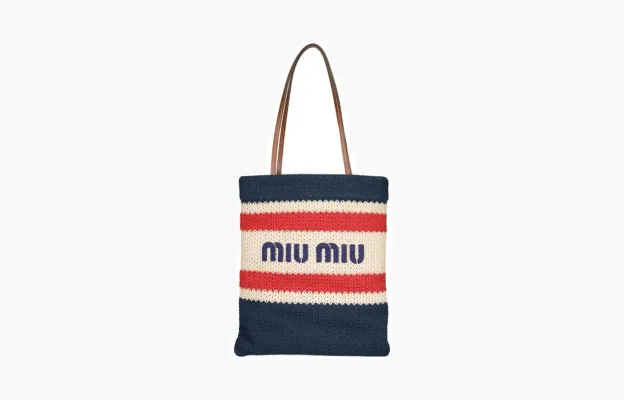 Сумки Miu Miu Crochet Tote Bag In «Beige-Blue» синий