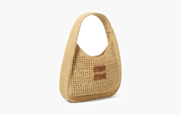 Сумки Miu Miu Woven Fabric Hobo Shoulder Bag «Beige Cognac» коричневый