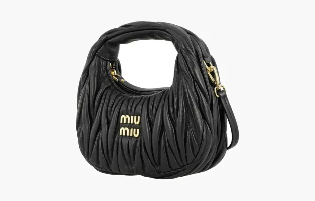 Сумки Miu Miu Wander matelassé nappa leather hobo mini-bag «Black» черный
